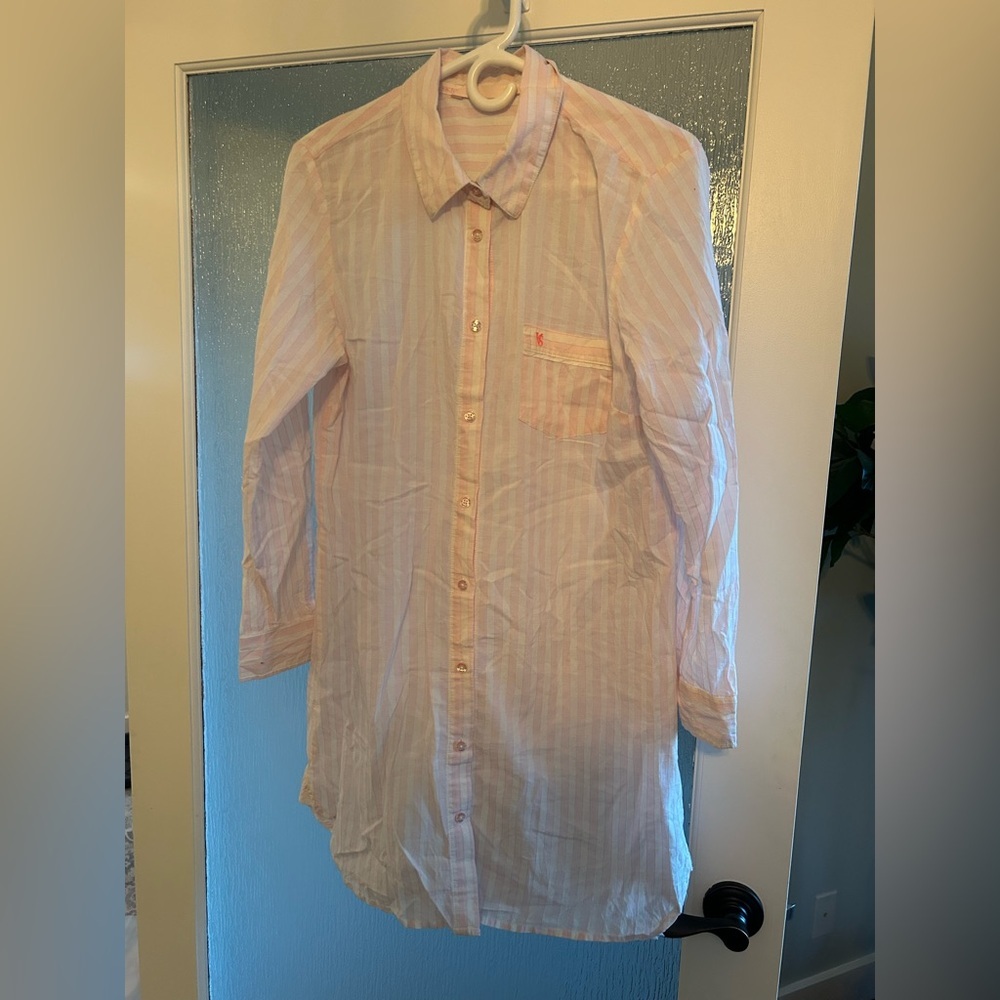 Victoria’s Secret Semi-Sheer Women’s Button-down Pj “Dress”/Long Top